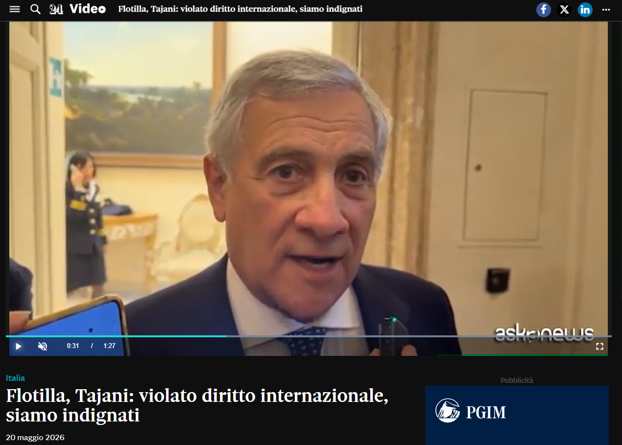 Tajani: ” Violato diritto internazionale, siamo indignati”… ma fino a che punto?
