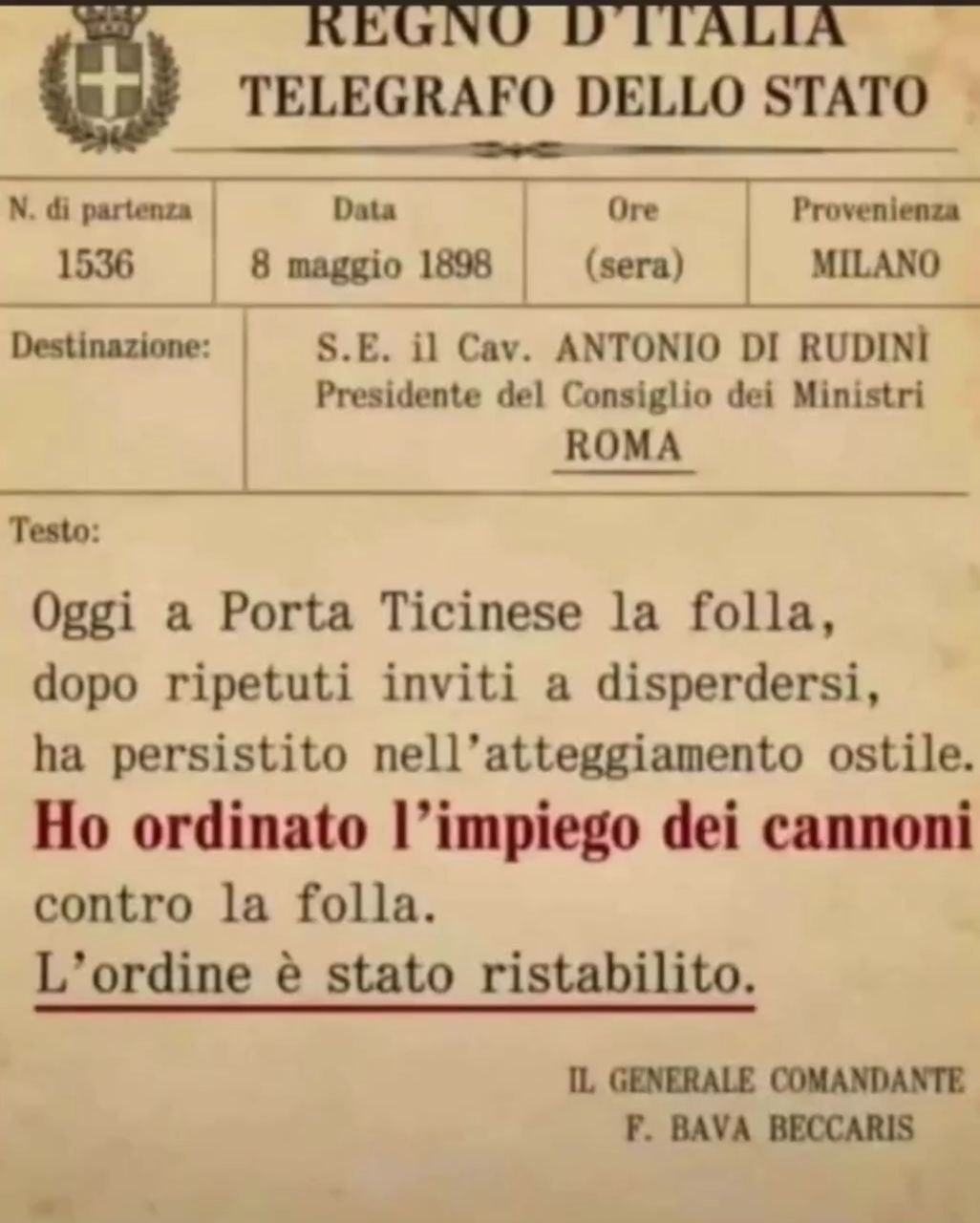 Inneggiare a Bava Beccaris, di nuovo… Machedavero?!?